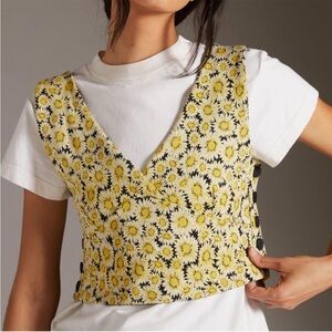Maeve Anthropologie sunflower button side top size xs bnwt fits xs-m